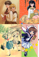 Animen koulupukuisia tyttöjä