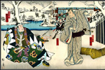Kohtaus näytelmästä 47 roninia, Utagawan puupiirros